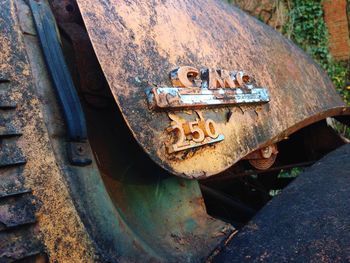 Close-up of old abandoned boat