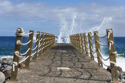 Waves splashing in sea