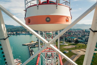 City seen through ferris wheel