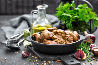 Close-up of food on table