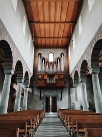 Empty corridor of church building