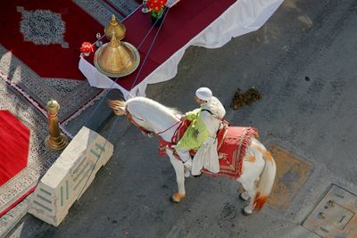 High angle view of man on floor