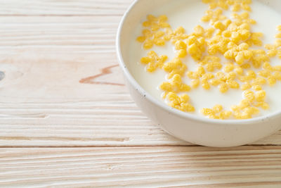 High angle view of food in bowl on table