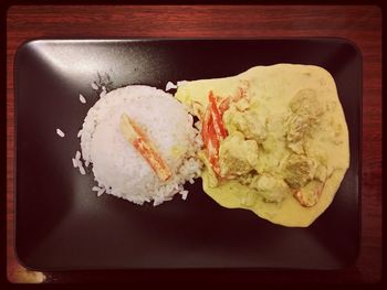 High angle view of bread on plate