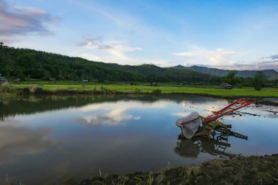 Scenic view of lake against sky