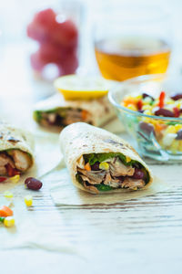 Close-up of food on table