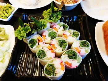 High angle view of food on table