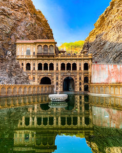 Reflection of arch bridge in water