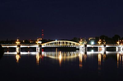 Bridge over river at night