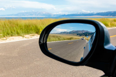 Close-up of side-view mirror