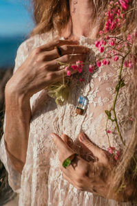 Women's hands and flowers