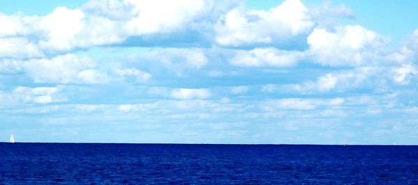 Scenic view of sea against cloudy sky