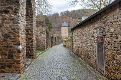 Paved path along the historic city wall of bad muenstereifel, germany