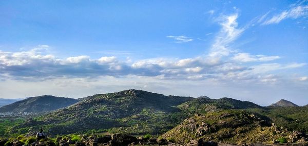 Scenic view of mountains against sky