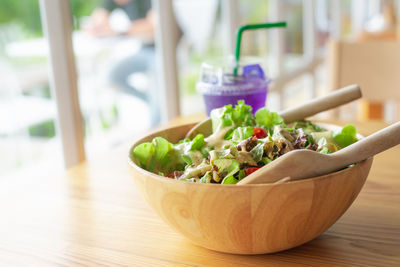 Close-up of meal served on table