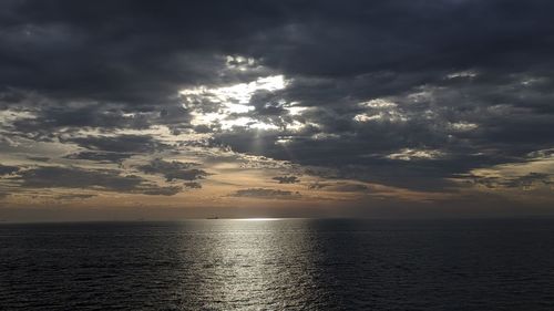 Scenic view of sea against sky at sunset