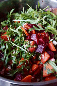 Close-up of chopped vegetables in bowl