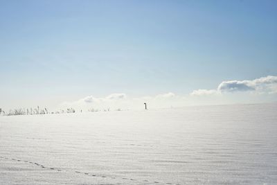 Scenic view of landscape against sky during winter