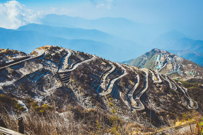 Scenic view of mountains against sky