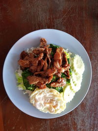 High angle view of meal served in plate