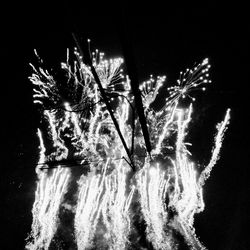 Low angle view of firework display at night