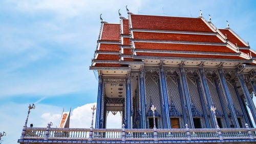 Low angle view of temple building against sky