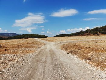 Dirt road along countryside landscape