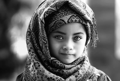 Portrait of girl wearing headscarf