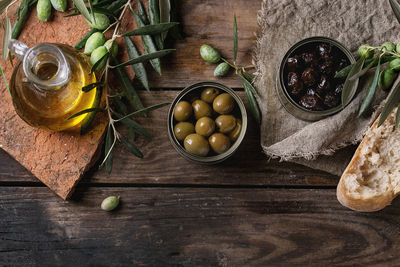 High angle view of fruits in bowl on table