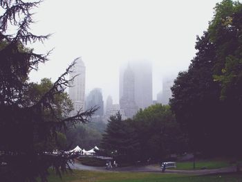 City skyline with river in background