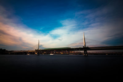 Long exposure shot of halic metro bridge in istanbul.