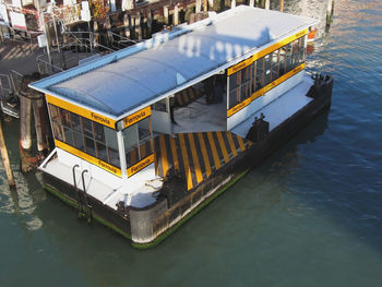 High angle view of vaporetto station in grand canal