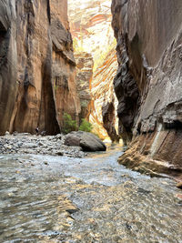 Majestic slot canyon in the narrows of zion national park, utah usa