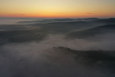 Aerial view of dramatic sky during dawn