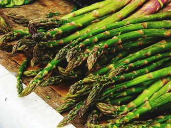 High angle view of vegetables on table