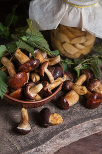 Close-up of food on table