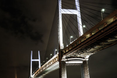 Low angle view of suspension bridge