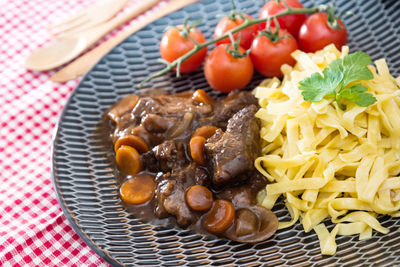 Close-up of food in plate on table