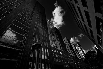 Low angle view of modern building against sky