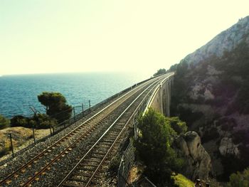 Road leading towards sea