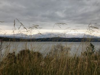 Scenic view of lake against sky