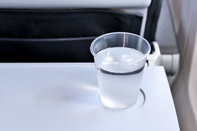 Close-up of water in glass on table