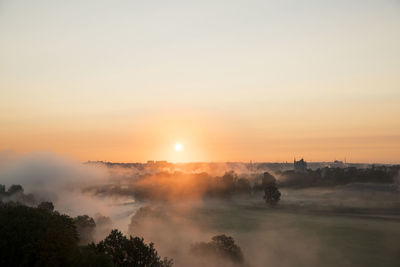 Scenic view of landscape against sky during sunset