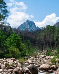 Scenic view of rocky mountains against sky