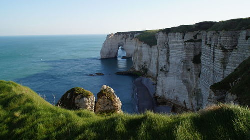 Scenic view of sea against clear sky