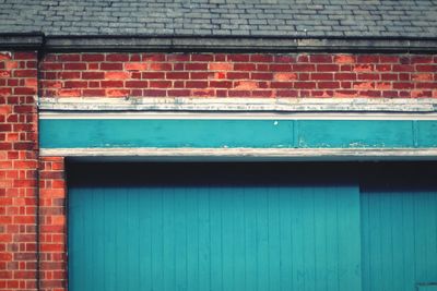 Blue window of old building