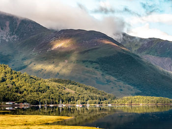 Scenic view of lake and mountains at ballachulish