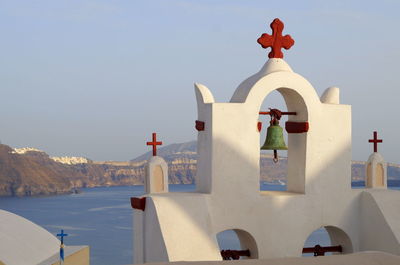 Church against clear sky at santorini