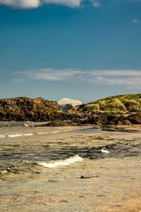 Scenic view of beach against sky