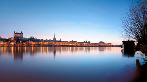 Reflection of buildings in city